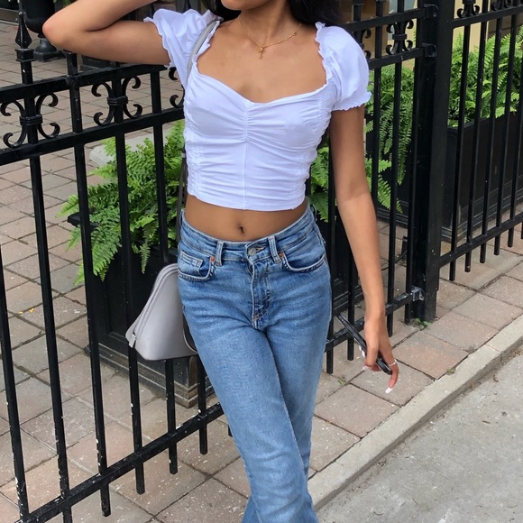 White Ruffle Crop Top - Picture 2 of 2